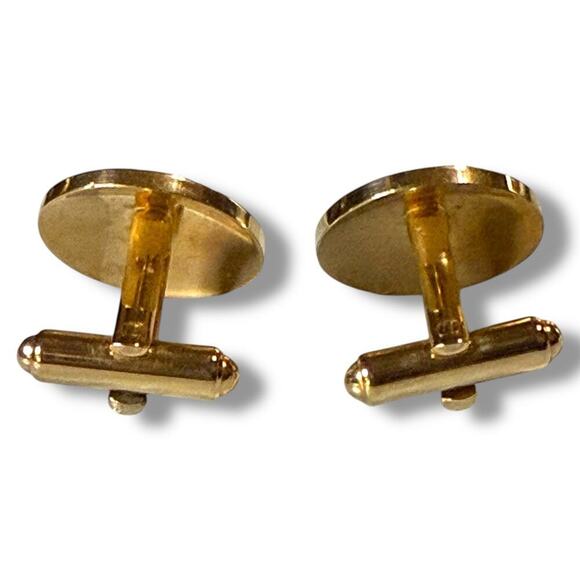 Vintage Hayward Cufflinks Mens Gold Tone Round High Polish Monogram Ready - Picture 3 of 5